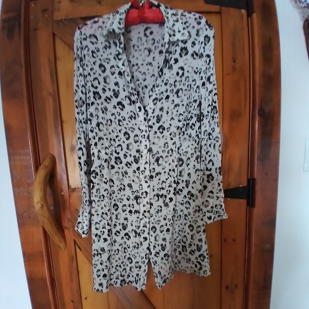 Long Animal Print Button Down